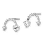 Sterling Silver Rhodium-plated Polished CZ Half Circle Post Earrings
