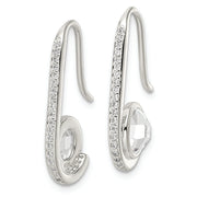 Sterling Silver Polished Checkerboard CZ Dangle Earrings