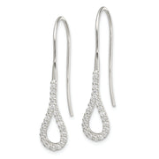 Sterling Silver Polished Teardrop CZ Dangle Earrings