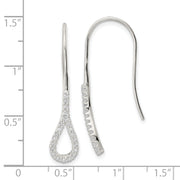Sterling Silver Polished Teardrop CZ Dangle Earrings