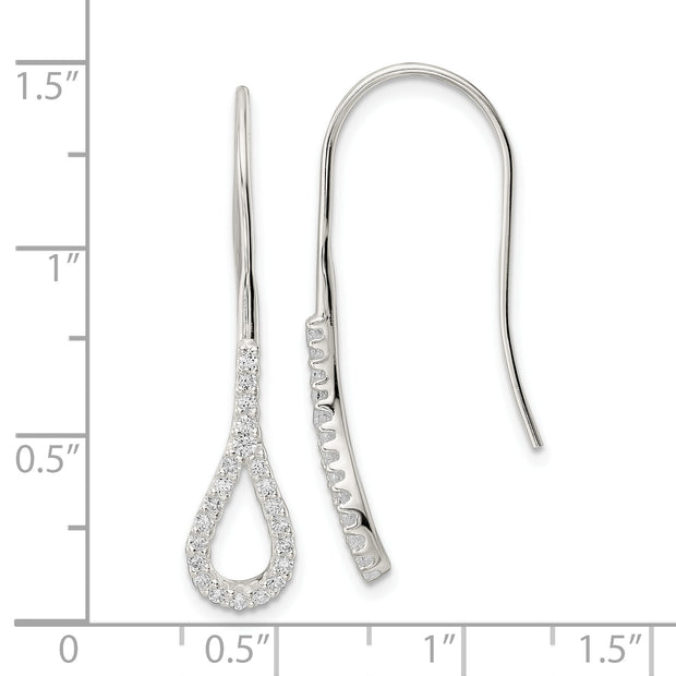 Sterling Silver Polished Teardrop CZ Dangle Earrings