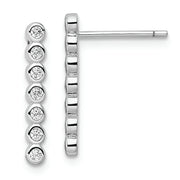 Sterling Silver Rhodium-plated Polished Seven CZ Bezel Post Earrings