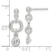 Sterling Silver Polished Fancy CZ Post Dangle Earrings