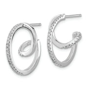 Sterling Silver Rhodium-plated CZ Twisted Hoop Earrings