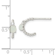 Sterling Silver Polished CZ and Light Blue Quartzite Post Earrings