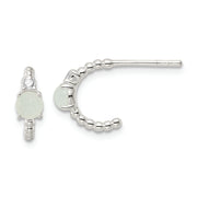 Sterling Silver Polished CZ and Light Blue Quartzite Post Earrings