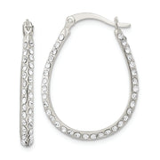 Sterling Silver CZ Oval Hoop Earrings