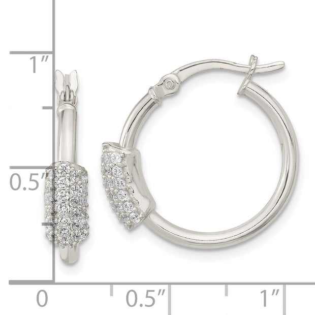 Sterling Silver Polished CZ Hoop Earrings