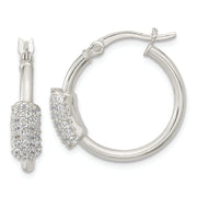 Sterling Silver Polished CZ Hoop Earrings