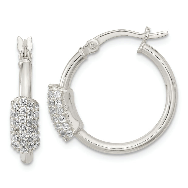 Sterling Silver Polished CZ Hoop Earrings