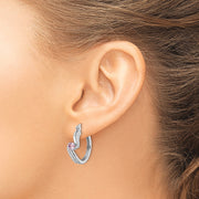 Sterling Silver Rhodium-plated Pink CZ Hoop Earrings