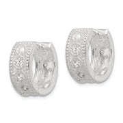 Sterling Silver CZ Hinged Hoop Earrings