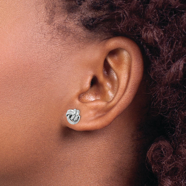 Sterling Silver Rhodium-plated Post Polished Love Knot Earrings