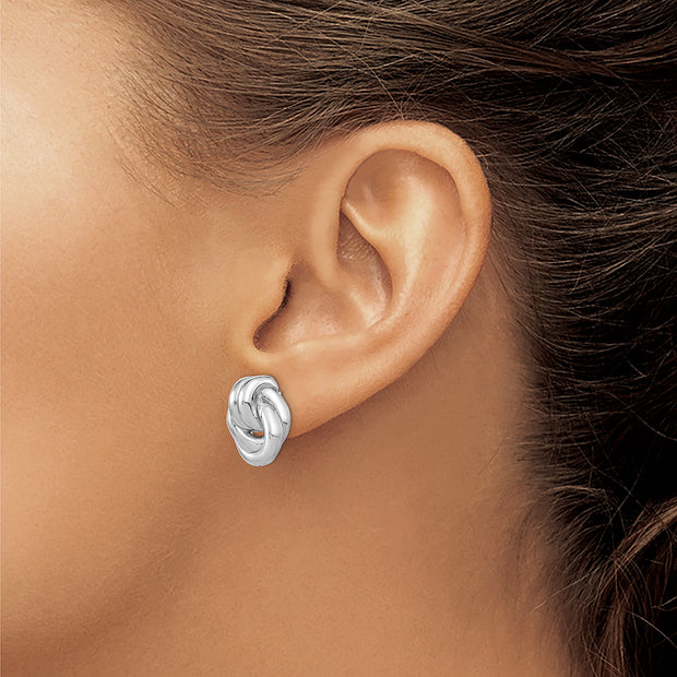 Sterling Silver Rhodium-plated Love Knot Hollow Post Earrings
