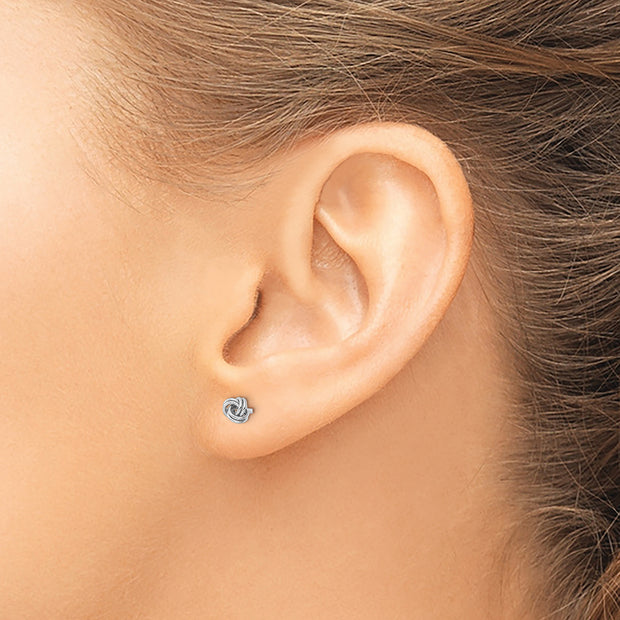 Sterling Silver Rhodium-plated Post Love Knot Earrings