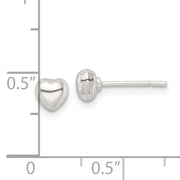 Sterling Silver Polished Puffed Heart Post Earrings