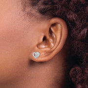 Sterling Silver Rhodium-plated CZ Heart Post Earrings