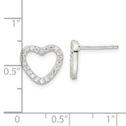 Sterling Silver CZ Heart Post Earrings