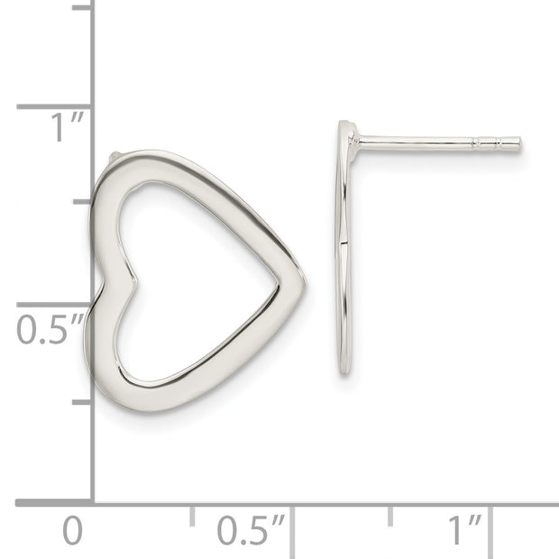 Sterling Silver Polished Cut Out Heart Post Earrings