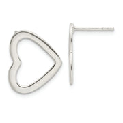 Sterling Silver Polished Cut Out Heart Post Earrings
