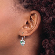 Sterling Silver RH-plated Abalone Heart Shephard Hook Earrings
