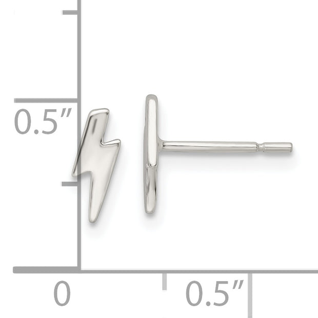 Sterling Silver Polished Tiny Lightning Post Earrings