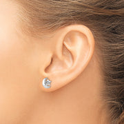 Sterling Silver Rhodium-plated CZ Star and Moon Post Earrings