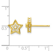 Sterling Silver Polished Gold-tone CZ Star Post Earrings