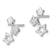 Sterling Silver Rhodium-plated Polished CZ Star Post Earrings