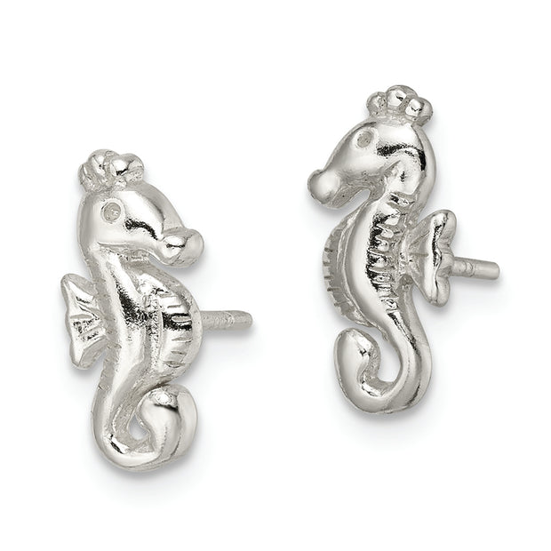 Sterling Silver Polished Seahorse Post Earrings