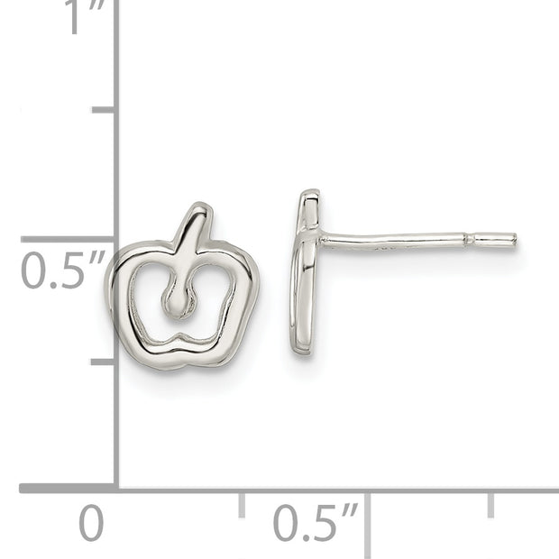 Sterling Silver Polished Apple Post Earrings