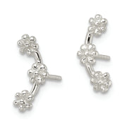 Sterling Silver Polished 3 Flowers Post Earrings