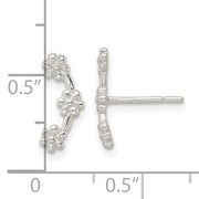 Sterling Silver Polished 3 Flowers Post Earrings