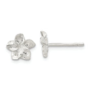 Sterling Silver Polished Plumeria Post Earrings