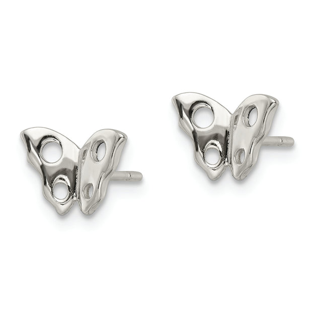 Sterling Silver Polished Butterfly Post Earrings