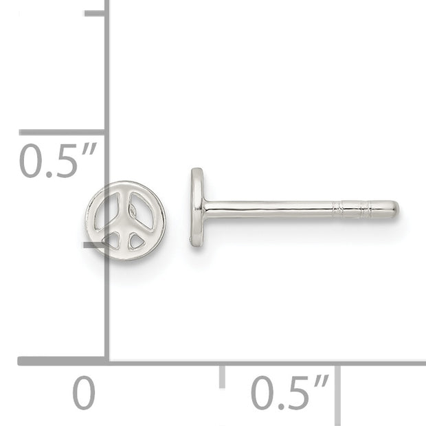 Sterling Silver Polished Peace Sign Post Earrings