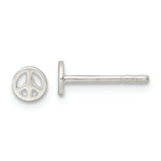 Sterling Silver Polished Peace Sign Post Earrings