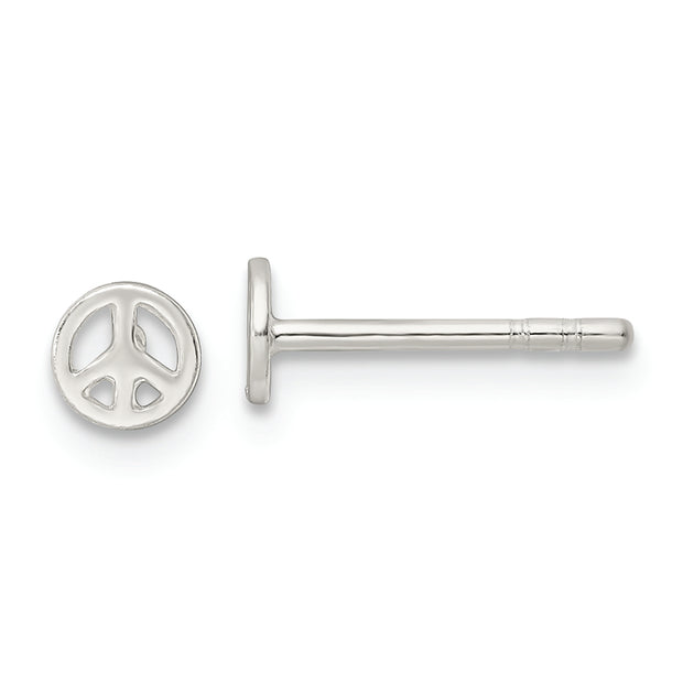 Sterling Silver Polished Peace Sign Post Earrings