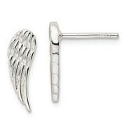 Sterling Silver Polished and Textured Wing Post Earrings