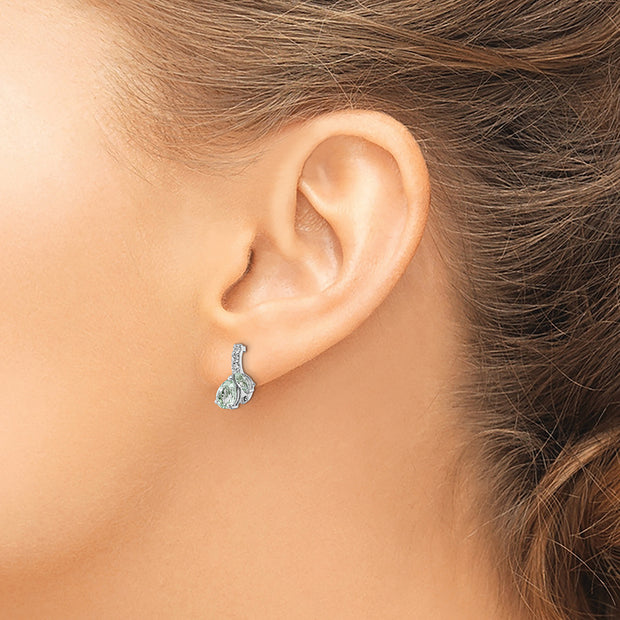 SS RH-plated 1.05t.w. Green Quartz/White Topaz Hinged Earrings