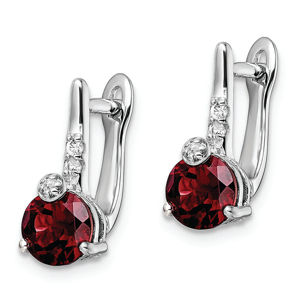 SS RH-plated 2.09t.w. GA/White Topaz Circle Hinged Earrings