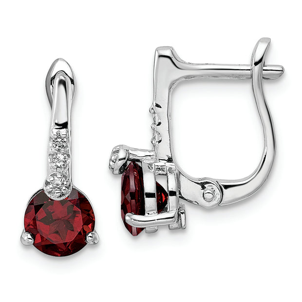 SS RH-plated 2.09t.w. GA/White Topaz Circle Hinged Earrings