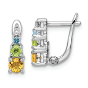 Sterling Silver RH-plated .77t.w. PE/CI/BT/WT Hinged Earrings