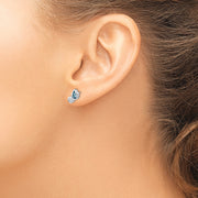 Sterling Silver Rhodium Sky Blue Topaz and CZ Post Earrings