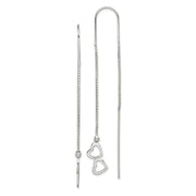 Sterling Silver Polished Double Heart Threader Earrings