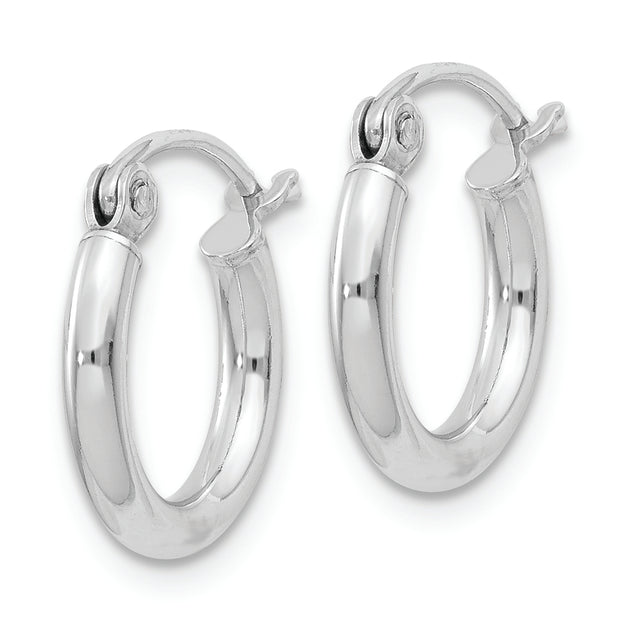 Sterling Silver Rhodium-plated 2mm Round Hoop Earrings