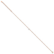 Sterling Silver Rose-tone White Created Opal 9in Plus 2 in ext. Anklet