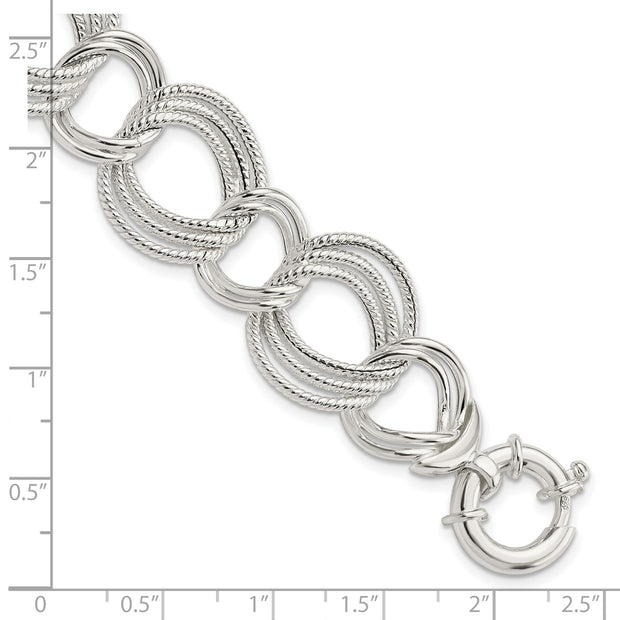 Sterling Silver Polished Fancy Link Bracelet