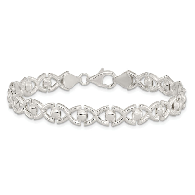 Sterling Silver Polished Fancy Link Bracelet