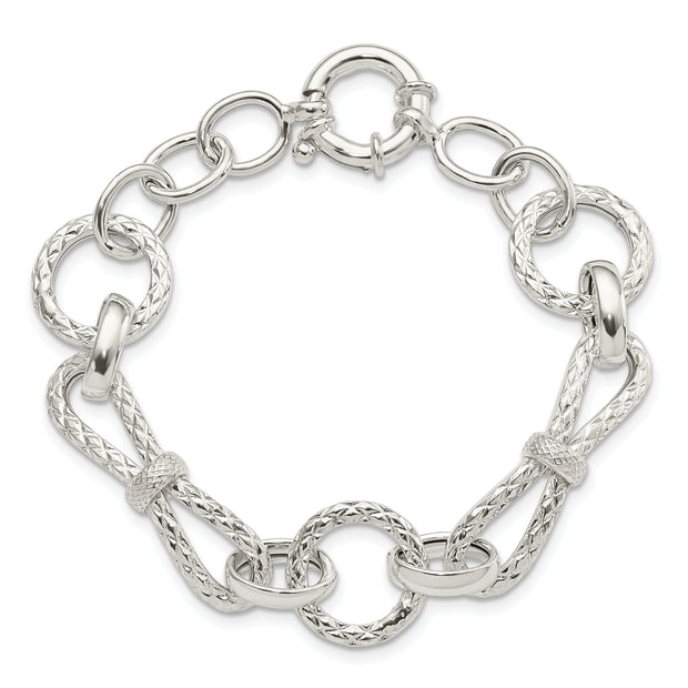 Sterling Silver Polished Fancy Link Bracelet